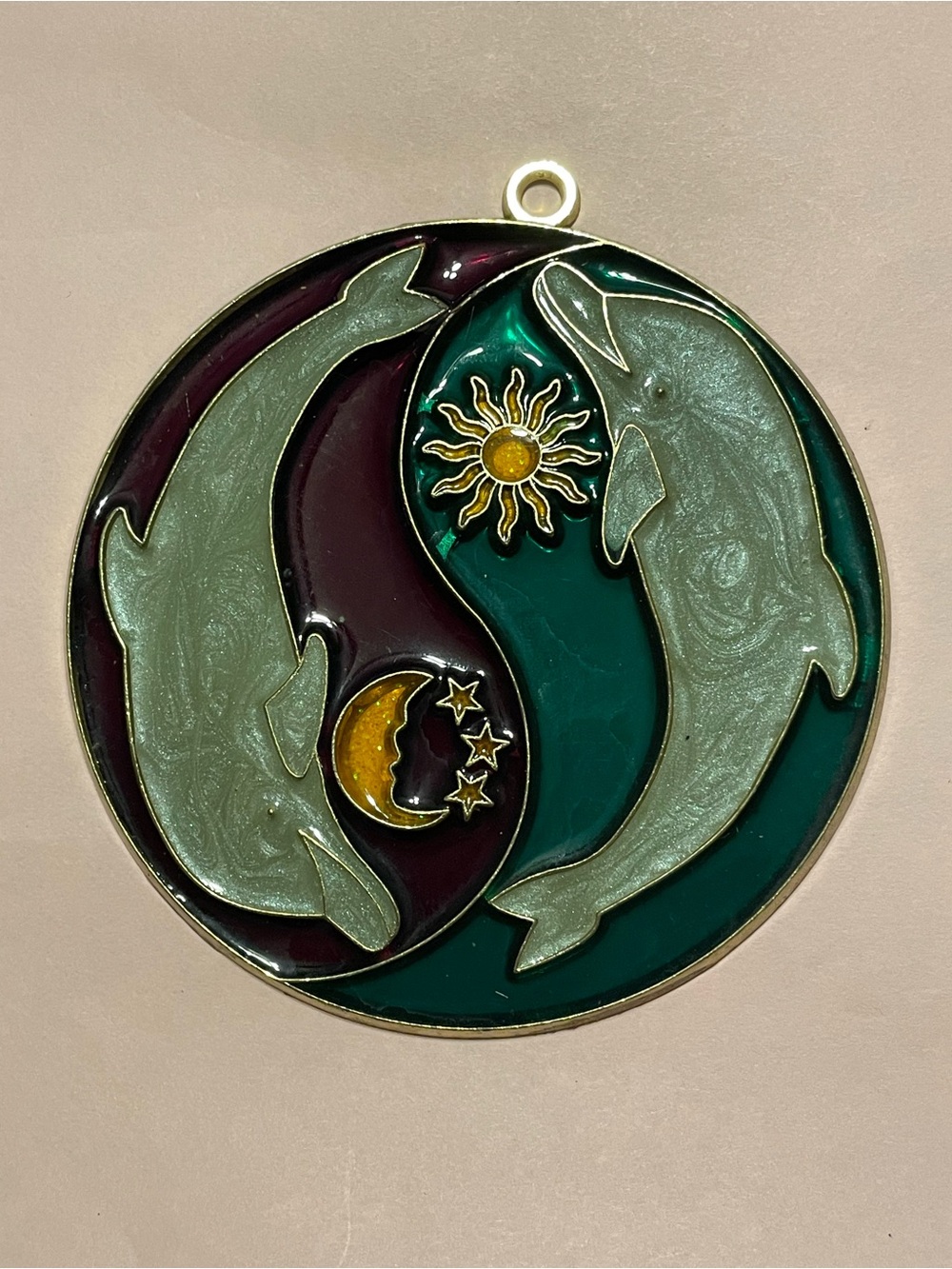 Stained Glass Dolphins Sun Catcher #0084
